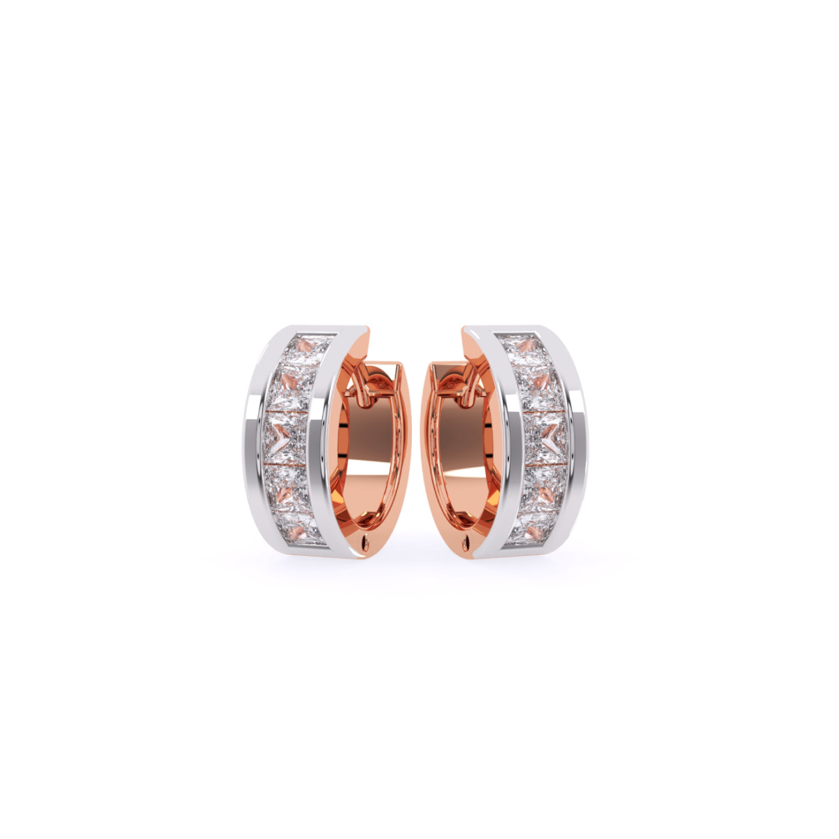 Channel Set Princess Lab Grown Hoop Earrings
